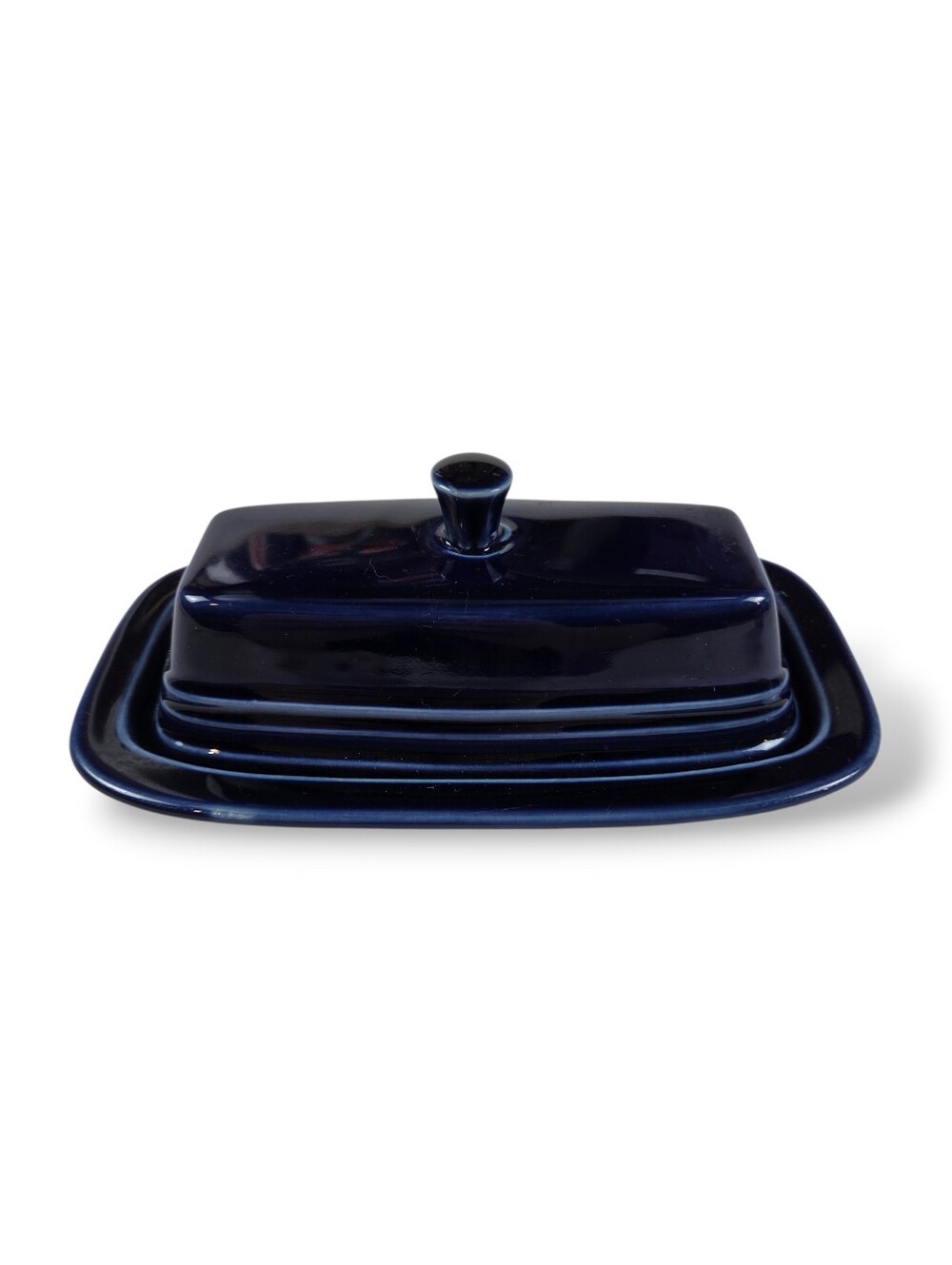 Fiestaware Cobalt Blue Lidded Butter Dish Vintage